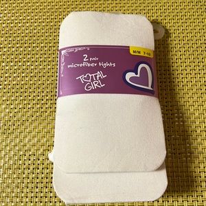 2 pair of white, microfiber tights from Total Girl. Girls size 7-10.